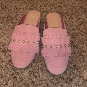 BP pink suede Mules with pearl detail